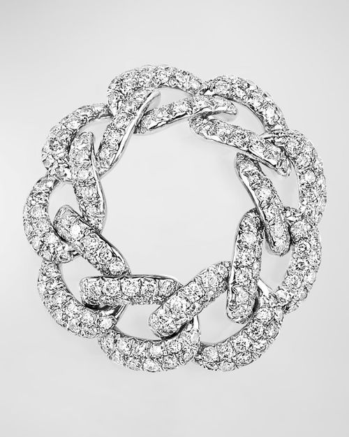18K White Gold Essential Pave Diamond Link Ring