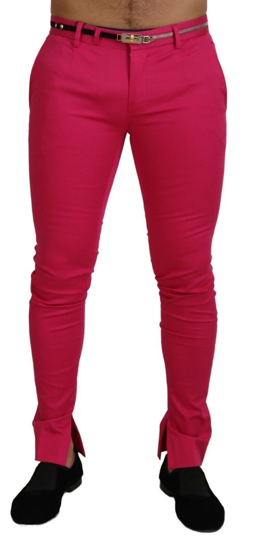 Zipper Buckle Waist Trousers — Pink