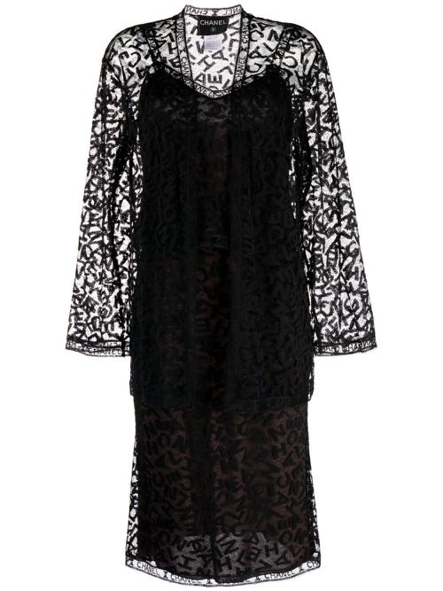 1998 logo-lace dress and jacket set - Black