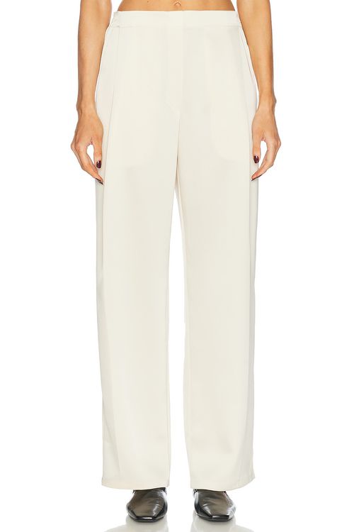 LESET Barb Pleated High Waist Pant in Creme - Cream.  XS also in L