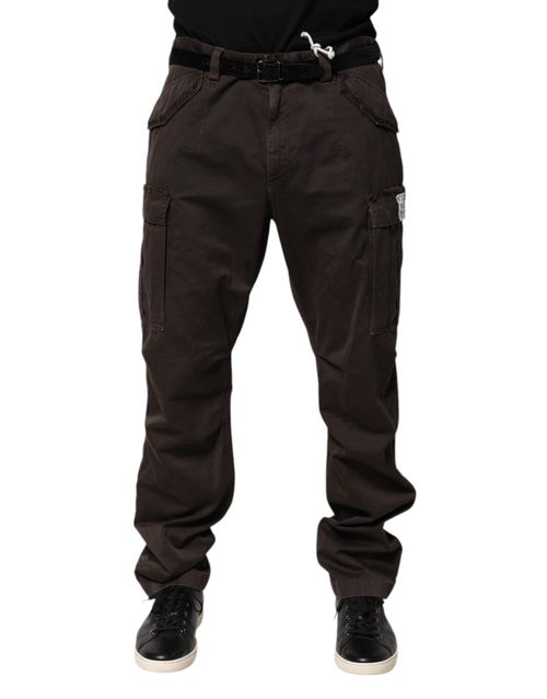 Cotton Stretch Cargo Cargo Pants — Brown