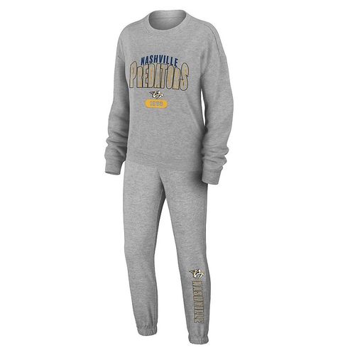 Women's WEAR by Erin Andrews Heather Gray Nashville Predators Knit Long Sleeve Tri-Blend T-Shirt & Pants Sleep Set, : , Pdt Grey