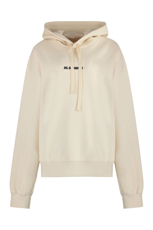 Logo-Embroidered Cotton Hoodie — Ecru