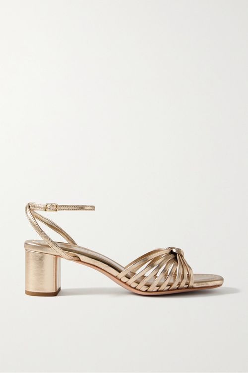 + Net Sustain Olivia Knotted Metallic Leather Sandals - Gold