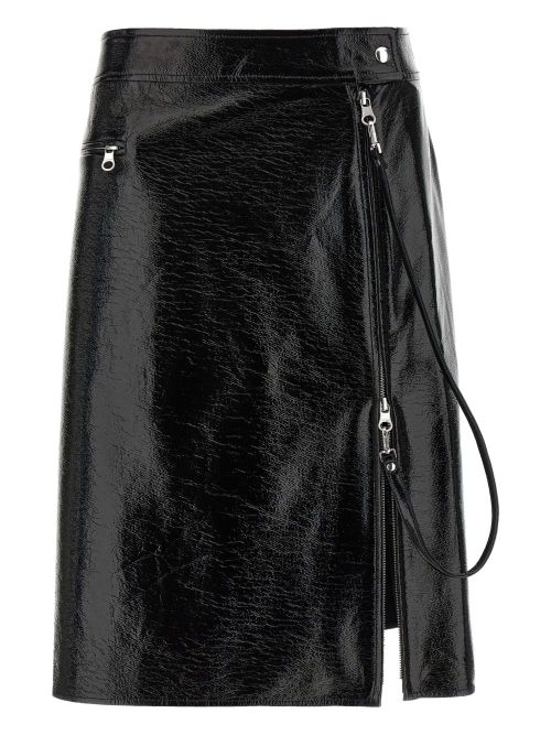 Vinyl Midi Skirt — Black