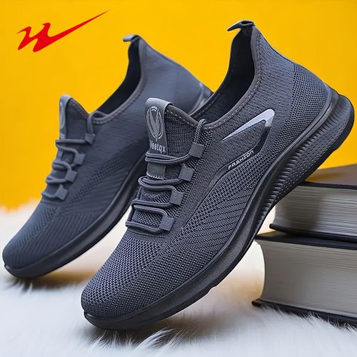 temu TEMU 2026 Men's Breathable Knit Casual Sneakers - Slip Soft Sole Running Shoes, Men's Loafers, Slip-ons Shoes, Comfortable