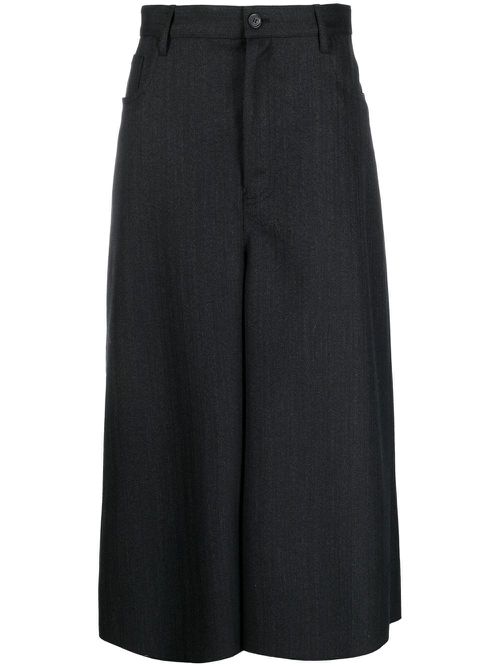 Wide-leg cropped trousers - Black