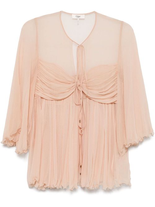 Pleated silk top - Neutrals