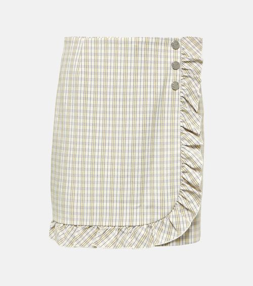 Ruffled pinstripe cotton skort