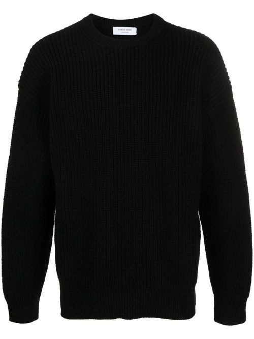 Ribbed-knit wool jumper - Black