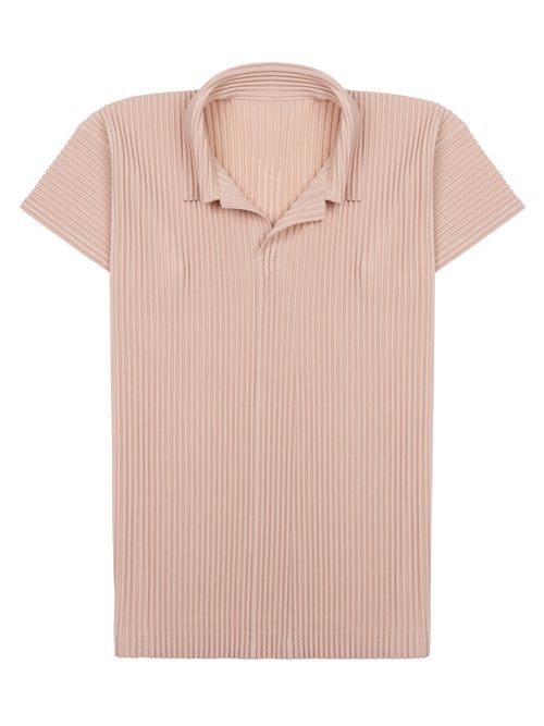 Men's Textured Pleated Polo Shirt in 100% Polyester