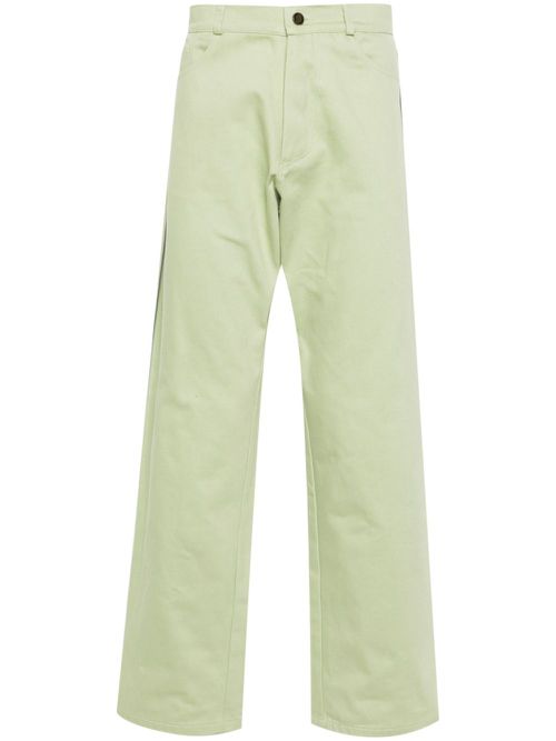 Piped-trim straight jeans - Green
