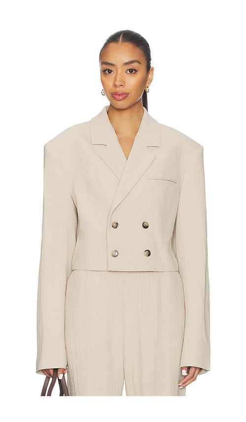 Nanushka blazer recortado rony en color beige XS también en