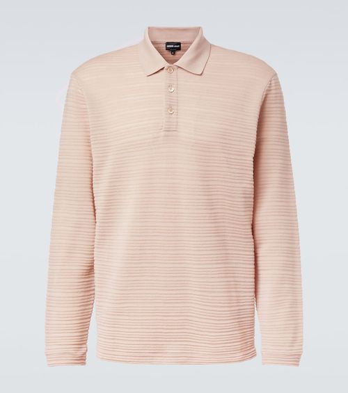 Striped virgin wool jersey polo sweater