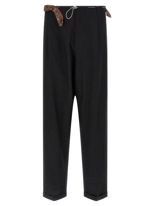 Light Cotton Wide-Leg Trousers — Black
