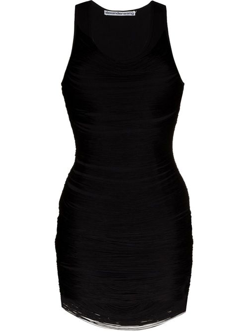 Fringed scoop-neck minidress - Black