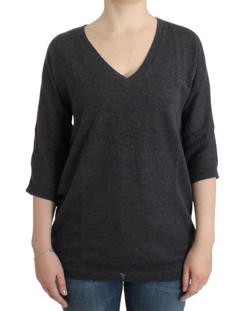 Alpaca Blend V-Neck Sweater — Gray