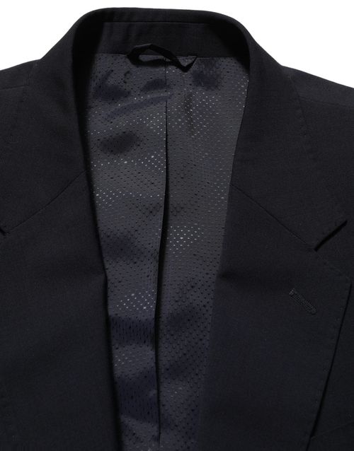Wool-Blend Single-Breasted Blazer — Black