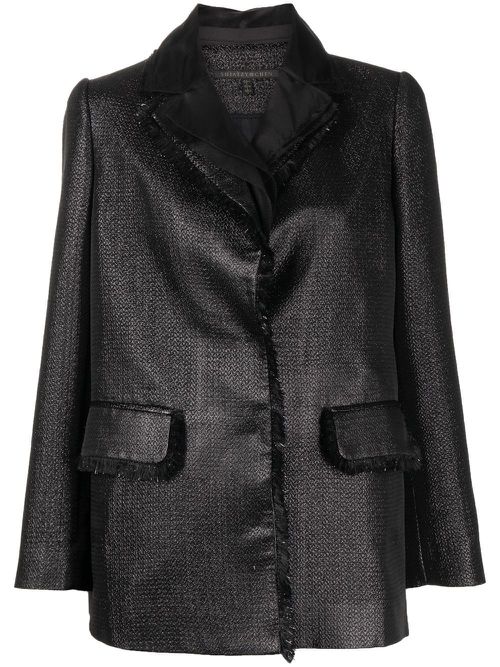 Metallic fringed-trim blazer - Black