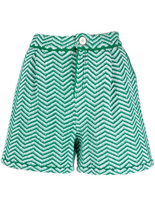 Chevron-knit shorts - Green