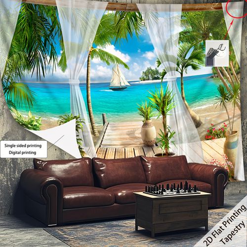 TEMU èce de Tapisserie Paysage Ultra Grande Impression 2D - Idéal pour Salon, Chambre ou Bureau avec Clips d'Accrochage Gratuits - Cadeau