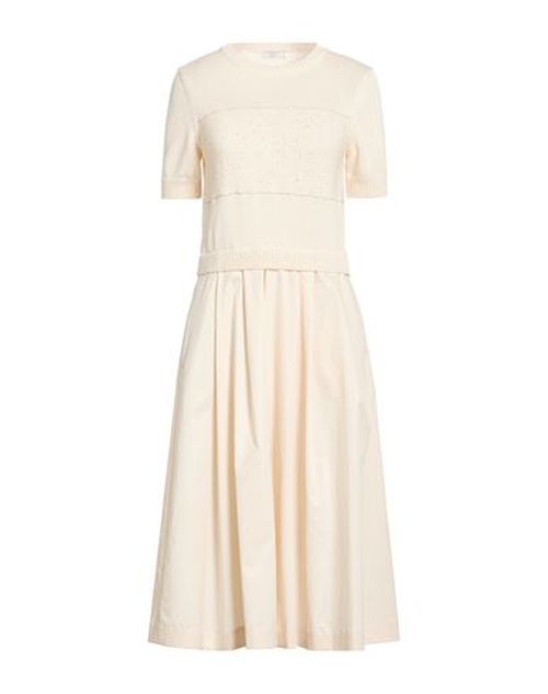 Woman Midi dress Cream Size 4 Cotton, Polyester, Elastane