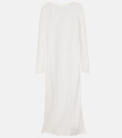 Cove embroidered sheer cotton tulle kaftan