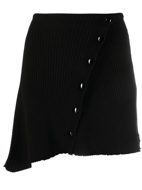 Asymmetric ribbed-knit mini skirt - Black