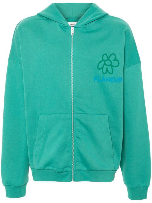 Flower zip-up hoodie - Green