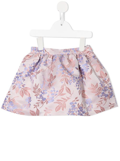 Gathered floral-jacquard skirt - Pink