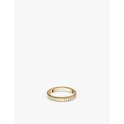 Mens Yellow Quatre Grosgrain 18ct Yellow Gold Wedding Band 52mm