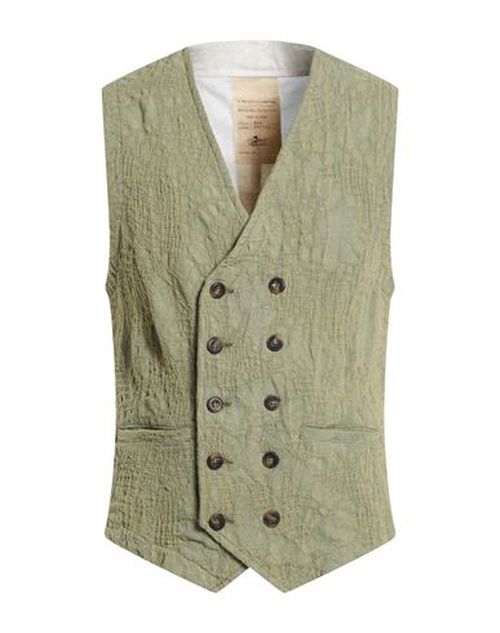Man Tailored Vest Sage green Size 38 Cotton, Polyester, Elastane