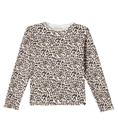Leopard-print cotton-blend top