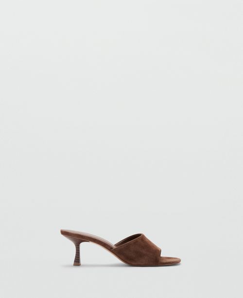 Women's Suede Kitten Heel Sandals - Chocolate