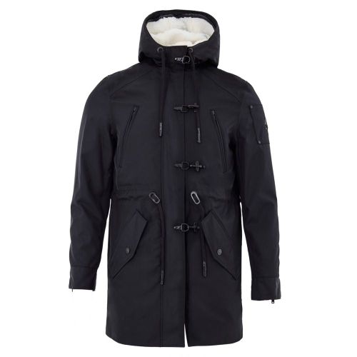 Nylon Parka with Removable Fur Lining Coat — Black