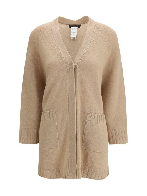 Fine Knit V-Neckline Cardigan — Beige
