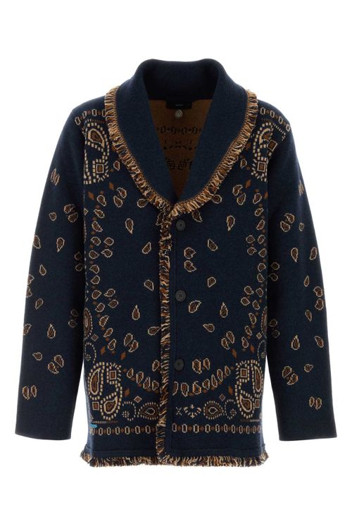 Jacquard Cardigan — Navy