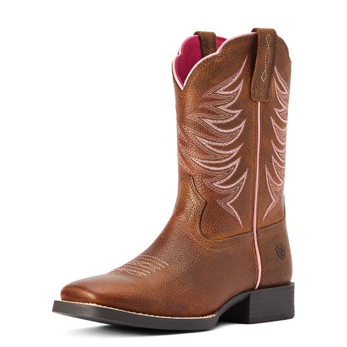 Kid's Firecatcher Wide Square Toe Western Boots in Rowdy Brown, B Medium Width, Size 7, by