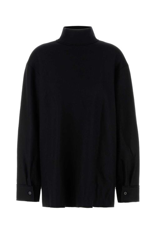 Wool Blend Turtleneck Sweater — Black