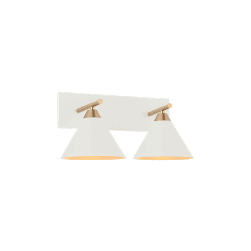 Aged Gold Brass White Two Light Wall Sconce from the Bliss Collection