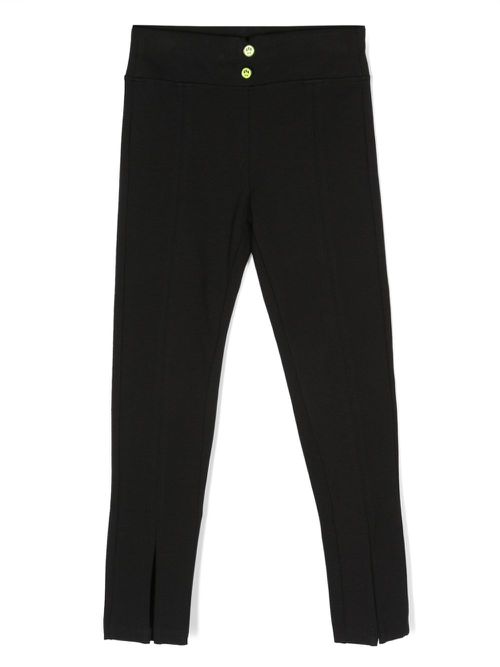 Smiley-face elasticated-waistband leggings - Black