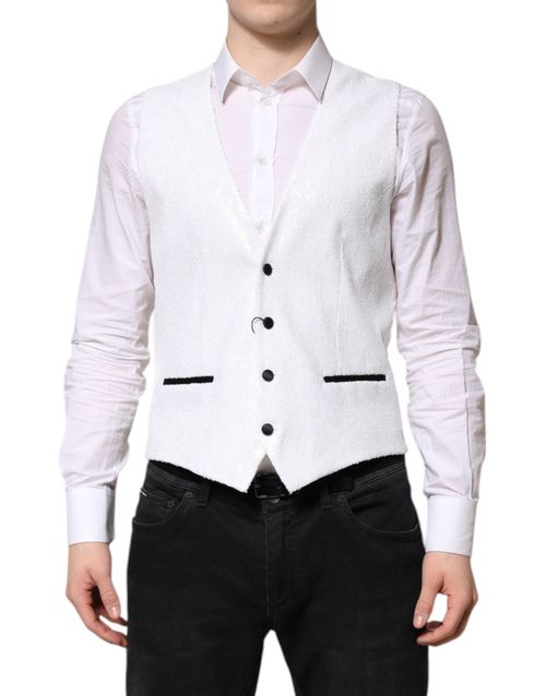 Sequined Formal Dress Vest — White
