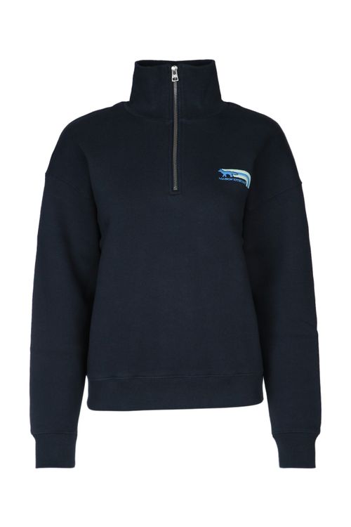 Maison Kitsune Half-Zip Cotton Sweatshirt — Navy