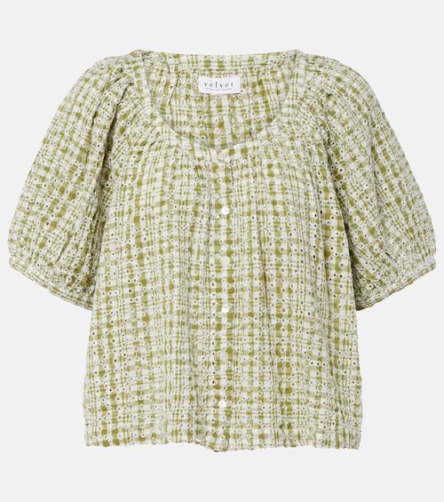 Angie broderie anglaise cotton-blend top