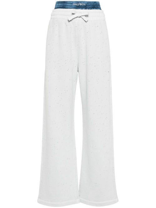 Layered straight-leg track pants - Blue