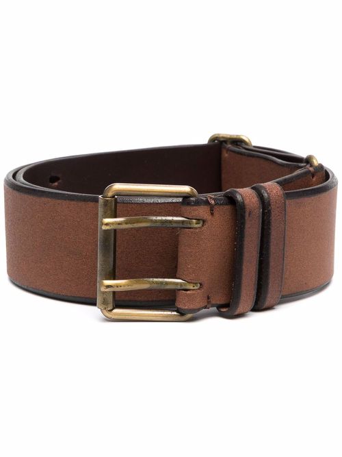 1990s double-pin buckled leather belt - Brown