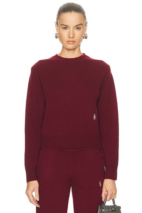 Sporty & Rich Cashmere Sweater in Merlot - Burgundy. M also in L, S