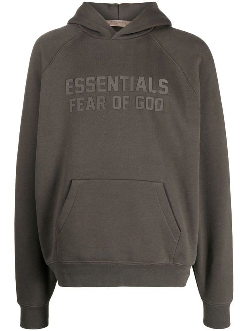 Essentials logo-print hoodie - Green