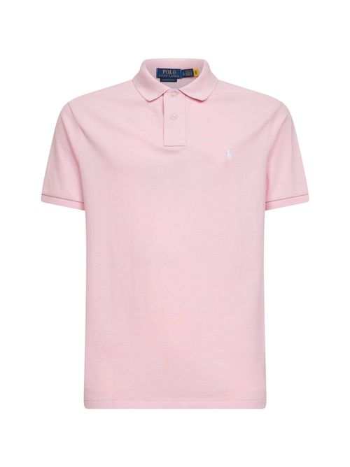 Mesh Cotton Polo Shirt — Pink