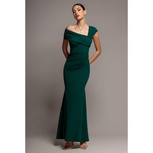 Goddiva One Shoulder Evening Maxi Dress - Emerald Green